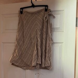 Old Navy Beige Striped Midi Skirt